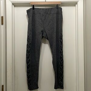 Size 3x Shosho leggings with decorative accents on side of legs. Gray.